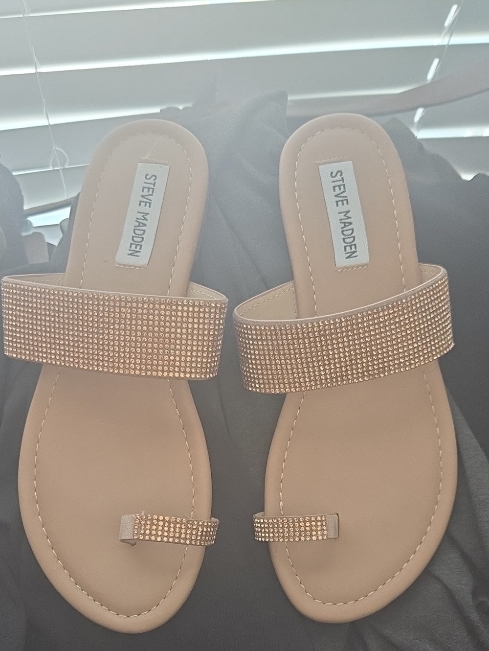 Steve Madden Rose Gold Rhinestone Slide Sandals